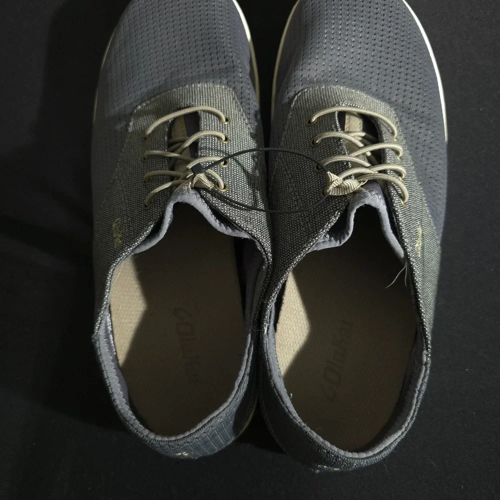 OluKai Nohea Moku Men 10.5 Gray Boat Shoes Mesh Sneakers 10283-2610 Drop-In Heel